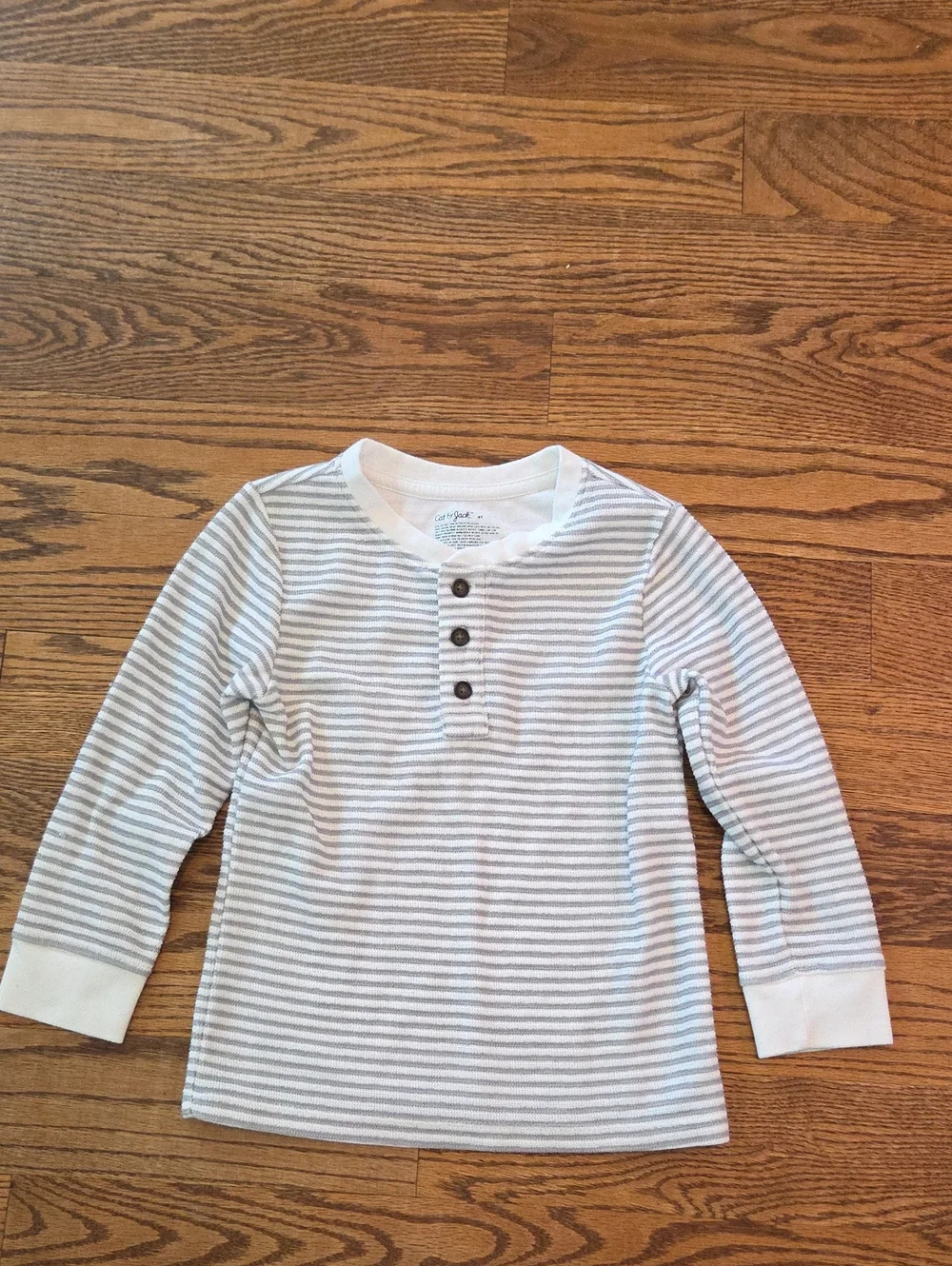 Cat & Jack White and Light Gray Striped Long-Sleeve Henley